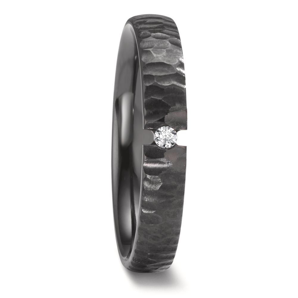 Zirkonium- Eheringe im Hammerschalg- Design mit Diamant 8143