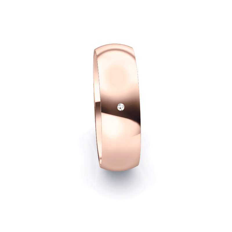 Aufnahme von Eheringen 7 mm breit aus poliertem Roségold mit weißem Diamanten