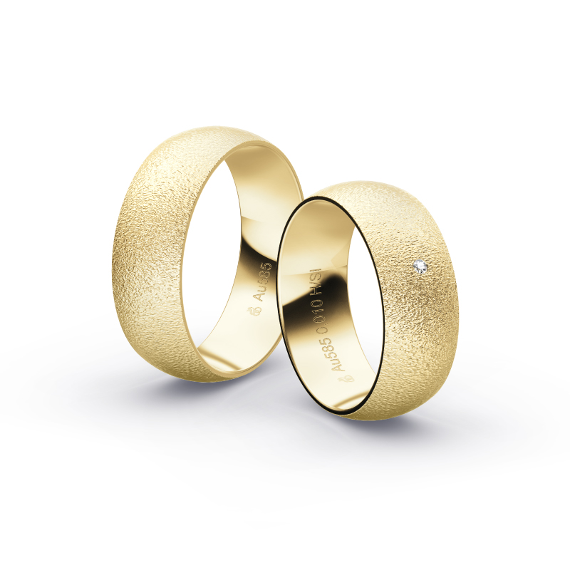 Gelbgold Eheringe mit Diamanten und Körnung in 7 mm Breite 