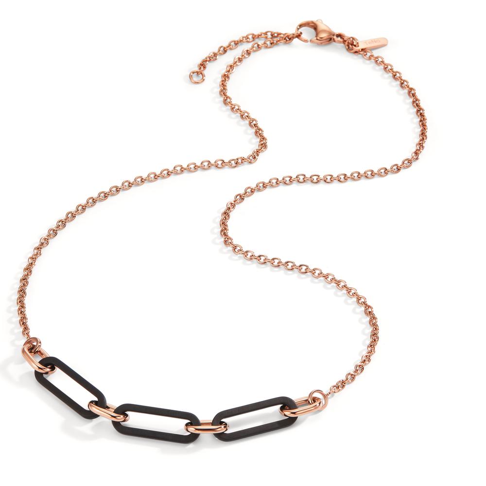 Collier aus mit 14 K Roségold vergoldeten Edelstahl mit Carbon