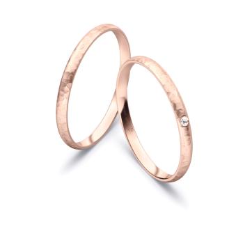 Besondere Roségold Eheringe in schmalem Design mit Diamanten 5062