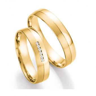 Edle Eheringe aus Gelbgold mit sechs strahlenden Diamanten 4560079