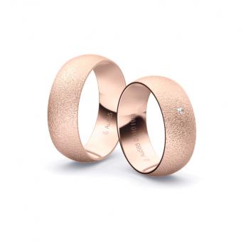 Roségold Eheringe mit Diamanten und Körnung in 7 mm Breite