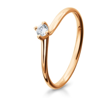 Verlobungsring Solitärring Rotgold mit Diamant Breuning 41-05281