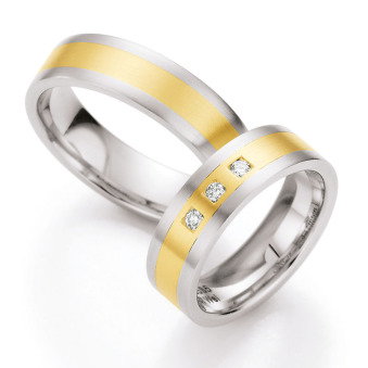 Eheringe Trauringe aus Stahl & Gelbgold mit Diamant Ruesch Collection Nowotny 88/05080-060