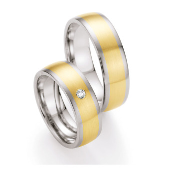 Eheringe Trauringe aus Stahl & Gelbgold mit Diamant Ruesch Collection Nowotny 88/05070-065