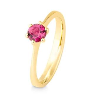 Verlobungsring aus Gelbgold mit rosa Turmalin