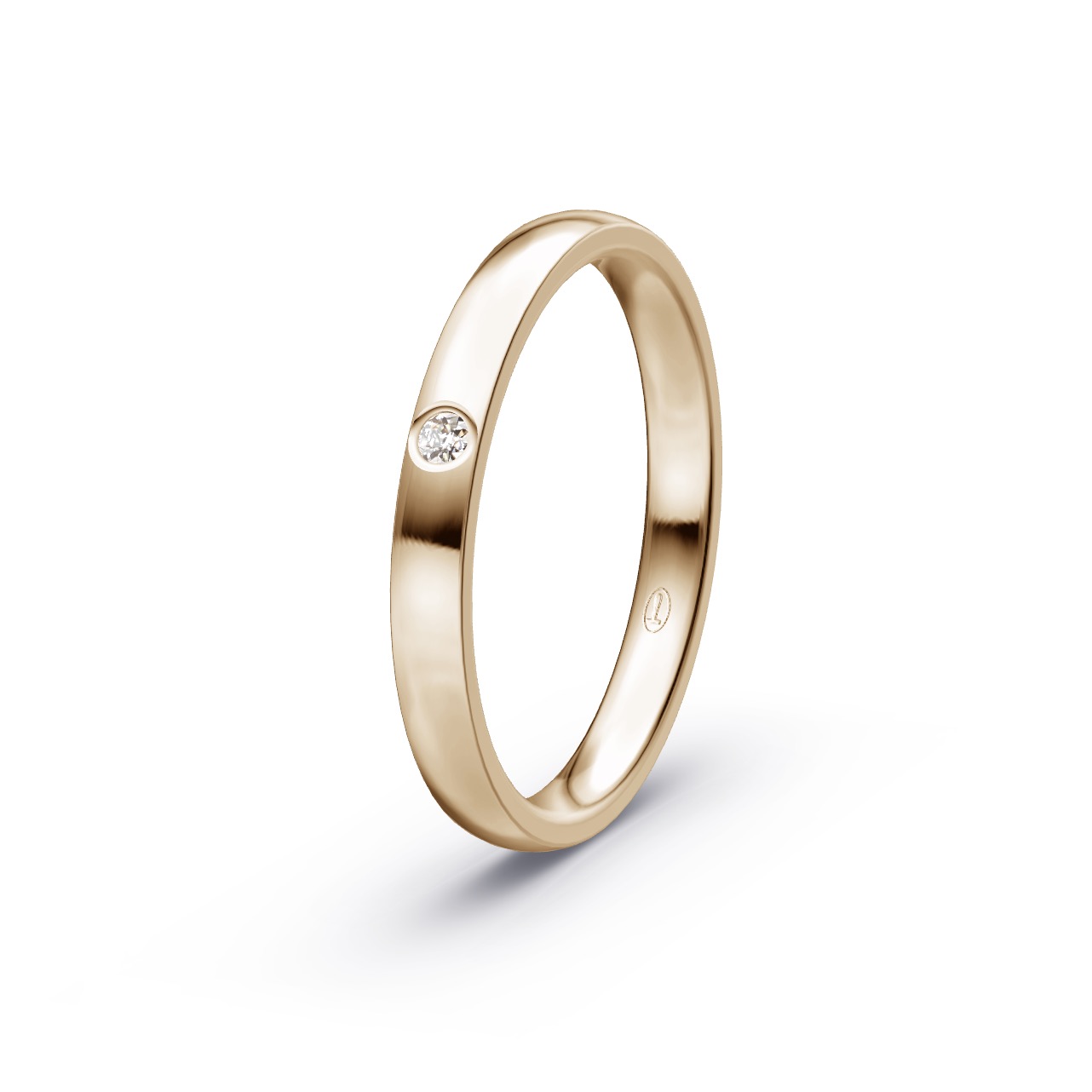 Vorsteckring aus Champagne Gold mit polierter Oberfläche und Diamant